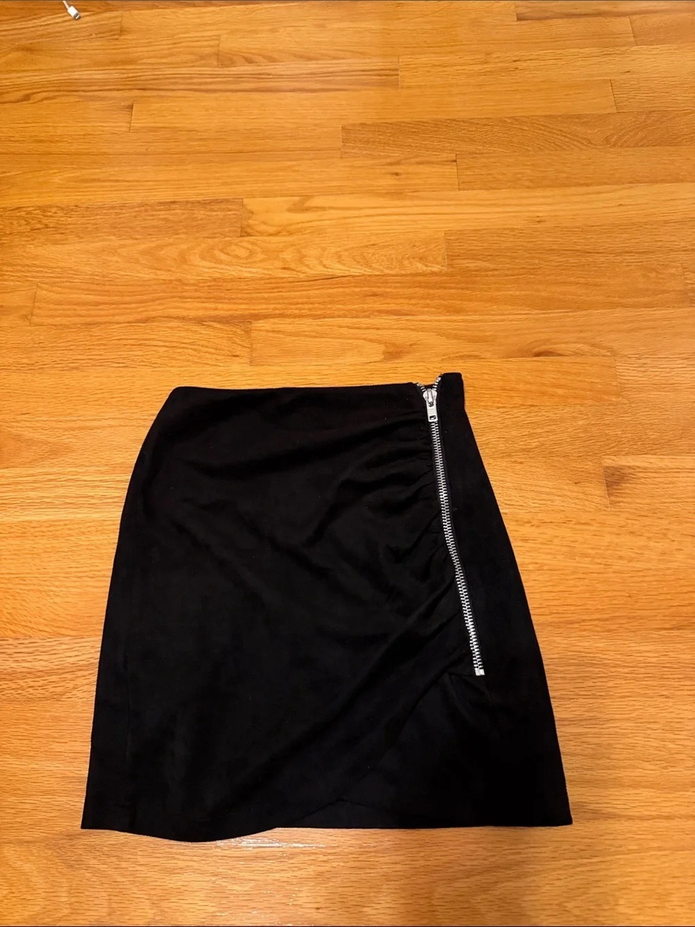 Black Mini Skirt with Exposed Silver Zip